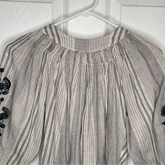 Zara Bohemian Embroidered Balloon Sleeve Blouse in Cream/Black Girl's 10 - Picture 3 of 11